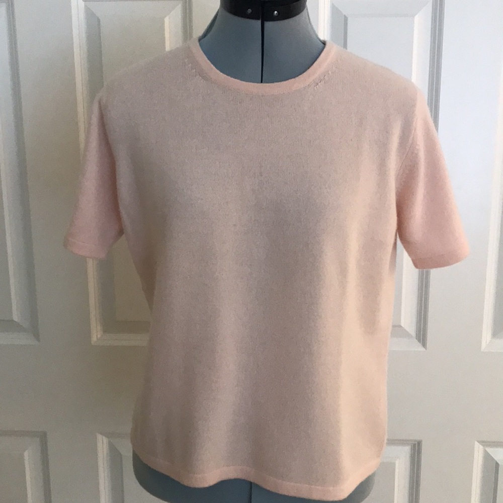 Talbots Cashmere Pale Pink Short Sleeve Sweater Size M